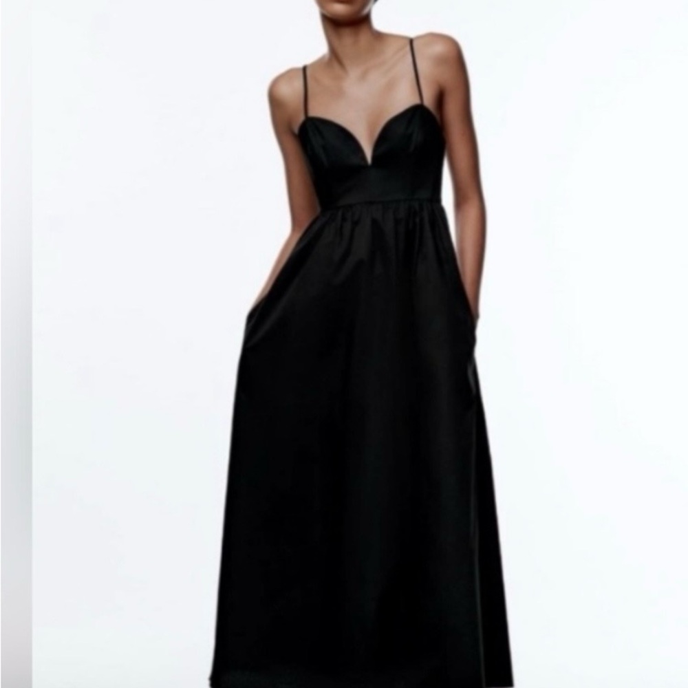 Zara Black Spaghetti-Strap Maxi Dress
